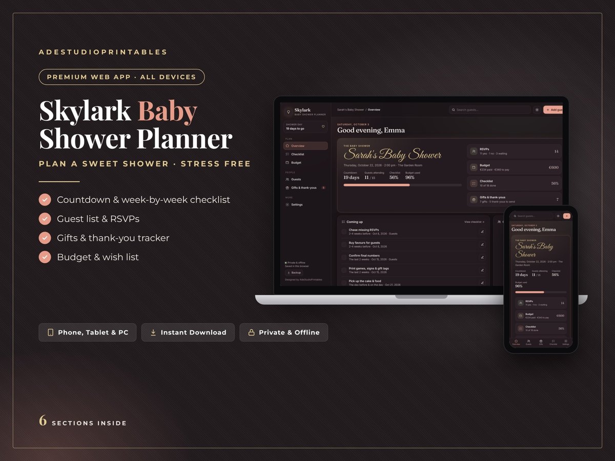 Baby shower planner app cover